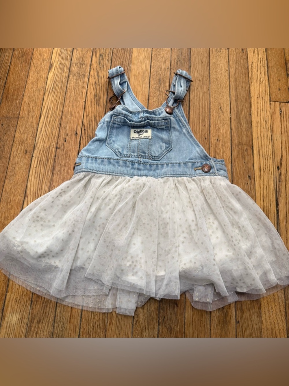 OshKosh Vintage Baby Girl’s Denim Overall Tutu Dress - Size 24 Months